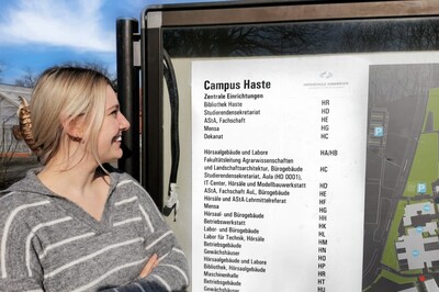 Botschafterin Sophie vor der HS Osnabrück