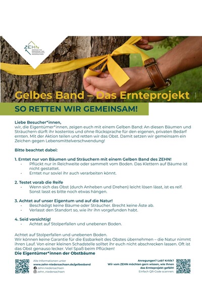 Verhaltenshinweise Gelbes Band - © ZEHN Verhaltenshinweise Gelbes Band