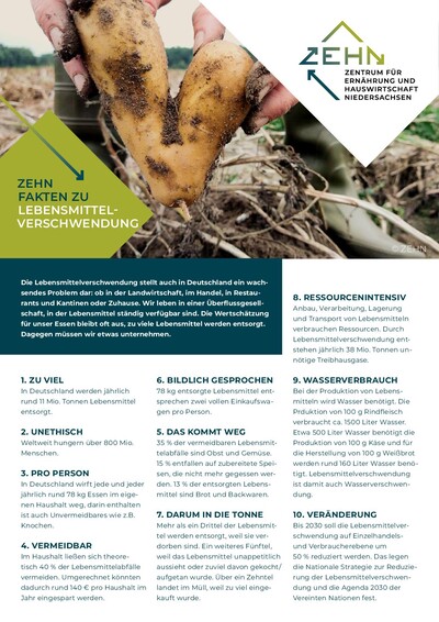 Faktenblatt Lebensmittelverschwendung - © ZEHN Faktenblatt Lebensmittelverschwendung
